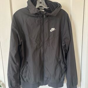 Nike Black Hooded Windbreaker with White Logo
